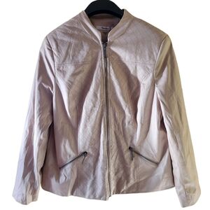 Tan Jay  beige faux leather Zip-up long-sleeve jacket